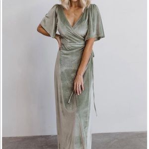 Baltic Born Meghan Velvet Wrap Maxi Dress- Sage